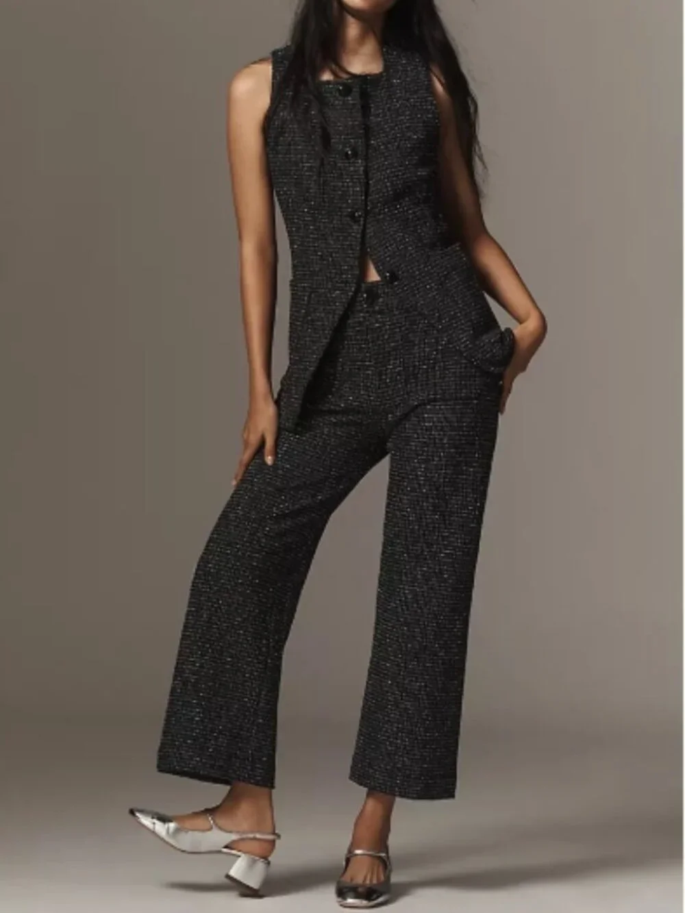 NWT Anthropologie Maeve Colette Tweed Cropped Wide-Leg Trousers Pants